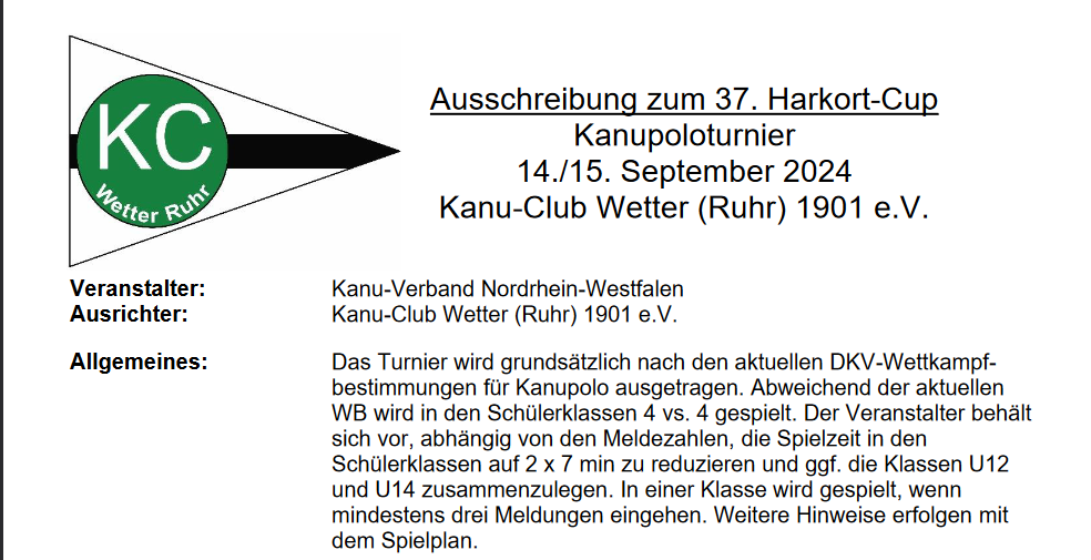 Ausschreibung zum 37. Harkort-Cup 2024